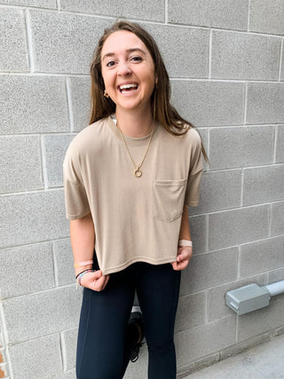 Ribbed Cropped Pocket Tee (More Colors)
