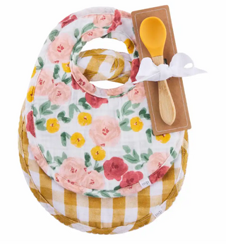 Rosette Floral Bib & Spoon Set