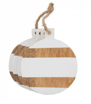 Round Wood White Coaster Set