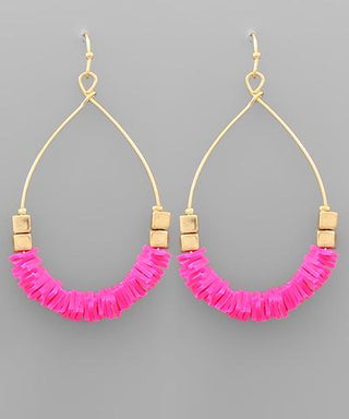 Pink Rubber Bead Teardrop Earring