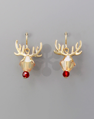 Rudolph Beaded Earrings Red