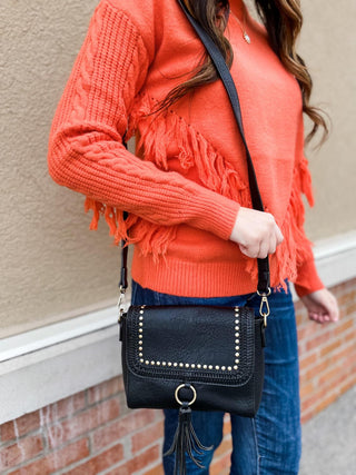 Sage Crossbody- Grommet Detail Black