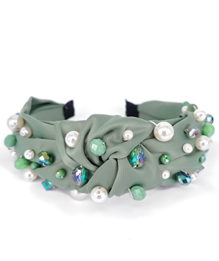 Sage Pearl Stud Headband