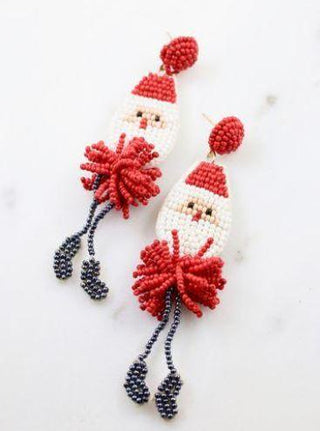 Santa Beaded Earring Red