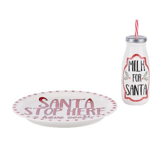Santa Plate & Milk Bottle