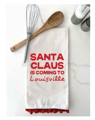 Santa Pom Tea Towel
