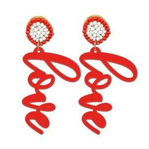 Script Love Earrings Red