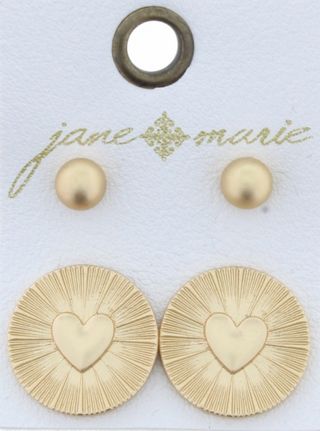 Set of 2: Gold Ball & Center Heart