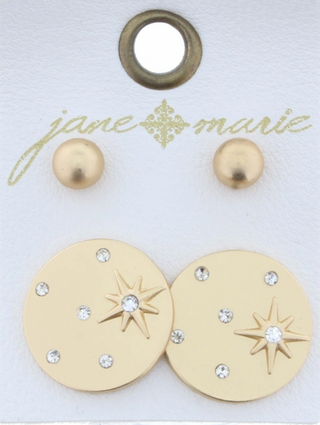 Set of 2: Gold Ball & Star W/ Crystal