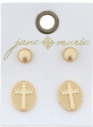 Set of 2: Gold Ball & Textured Cross