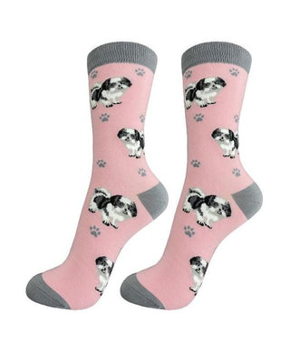 Shih Tzu Black & White Socks