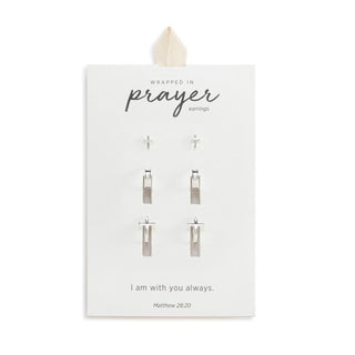 Silver Cross Earring Set