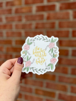 Small She Laughs Sticker