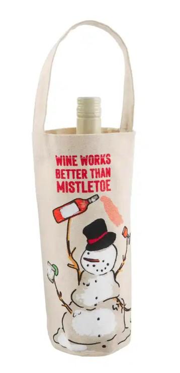 Snowman Drinking Wine Bag