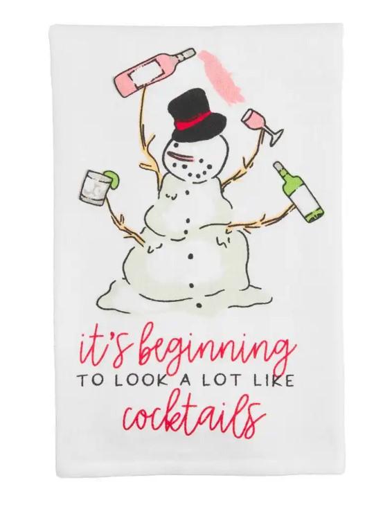 Snowman Xmas Drinking Towel