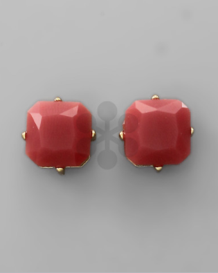 Square Bead Stud Earring Mauve