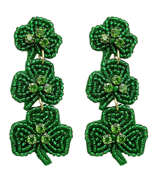 St. Patricks Shamrock Earrings Green