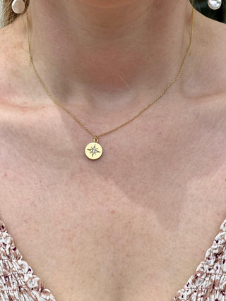Starburst Disk Necklace Gold
