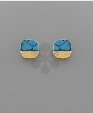 Stone Square Stud Turquoise