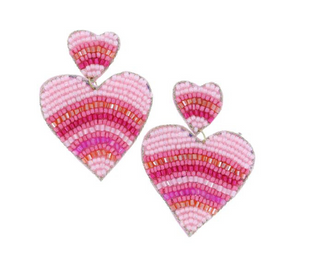 Stripe Beaded Heart Earring