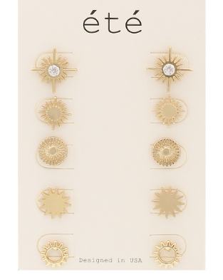Sunburst 5 Set Earrings Gold