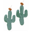 Sunset Orange Disk W/ Green Cactus Earrings