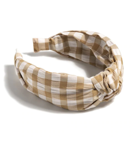 Tan Gingham Headband – Darling State of Mind - Main Image