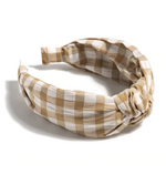 Tan Gingham Headband