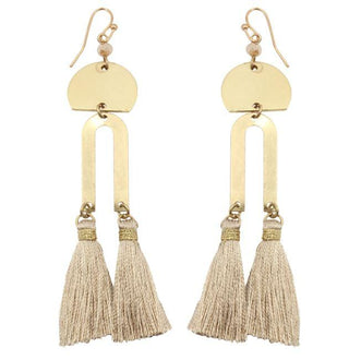 Tan Metal W/Tassel Earring