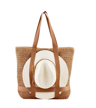 Tan Tote and Hat Set