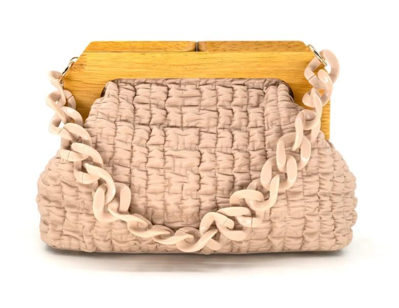 Taupe Clutch With Chain