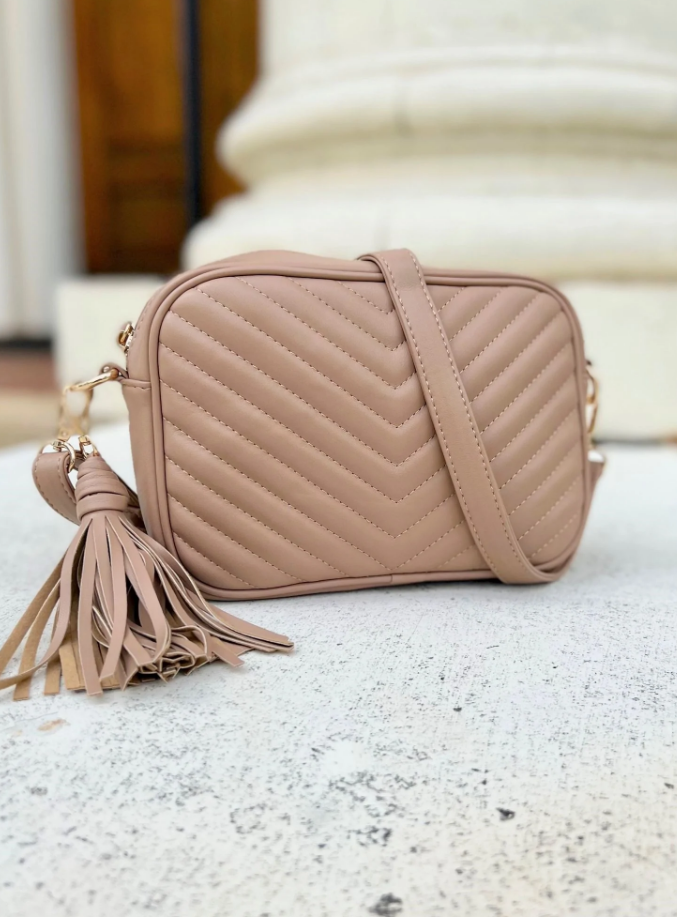 Taupe Quilted Camera Bag