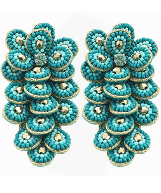 Teal Multiful Flower Earring
