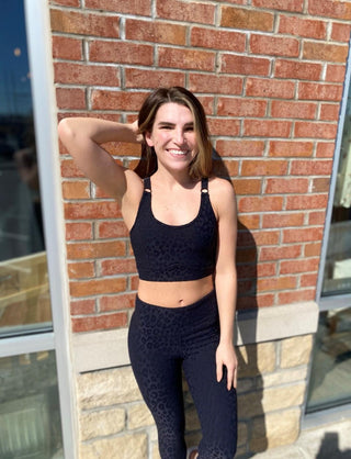 Textured Leopard Sports Bra