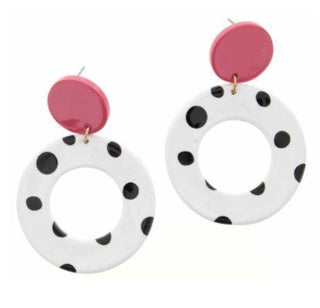 The Taurus Earrings Pink/Black Dots