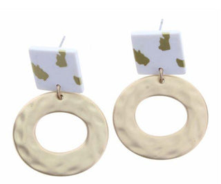 The Tina Earring Square White