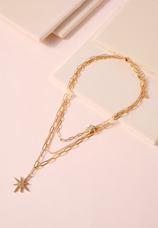 Triple Layered Star Charms Necklace