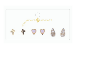 Triple The Love Earring Opal Heart