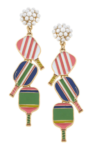 Triple Pickle Ball Earring