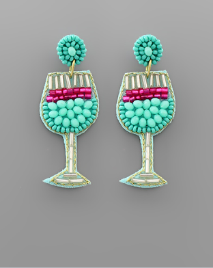 Turquoise Cocktail Glass Earring