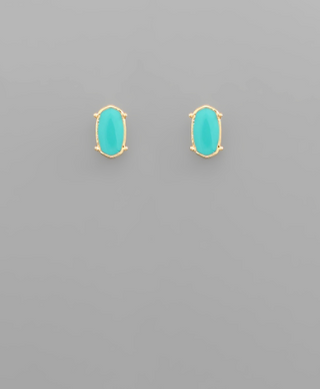 Turquoise Enamel Oval Stud