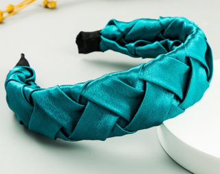 Turquoise Satin Braided Headband