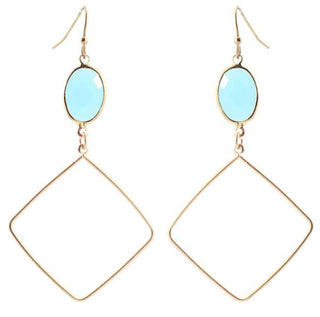 Turquoize Bead W/Diamond Earring
