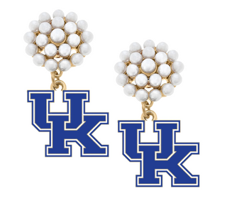UK Logo Pearl Cluster Stud