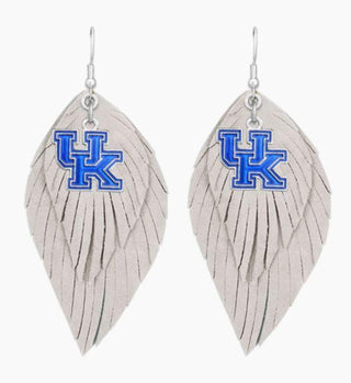UK White Leather Feather Earring