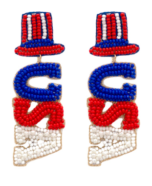 USA Hat Earrings Red