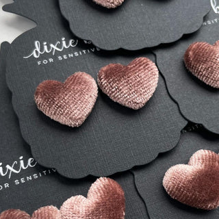 Velour Heart Earrings Mocha