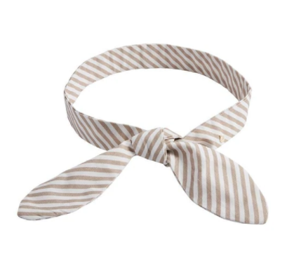 WOVEN BOW BELT TAUPE STRIPE