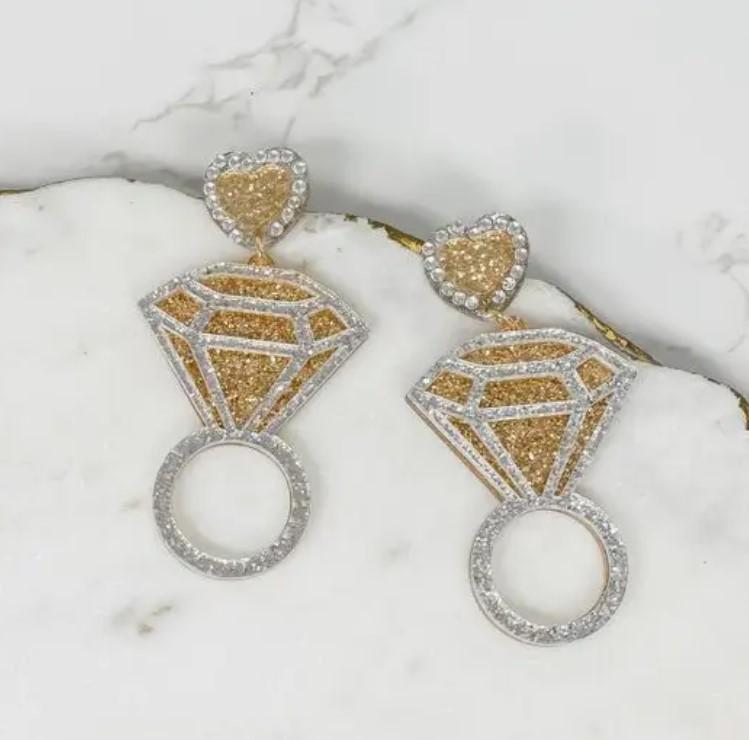 Wedding Ring Earrings Gold