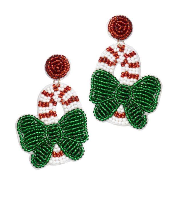 White Candy Cane Earring